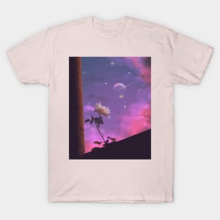 Rose And Moon Landscape T-Shirt